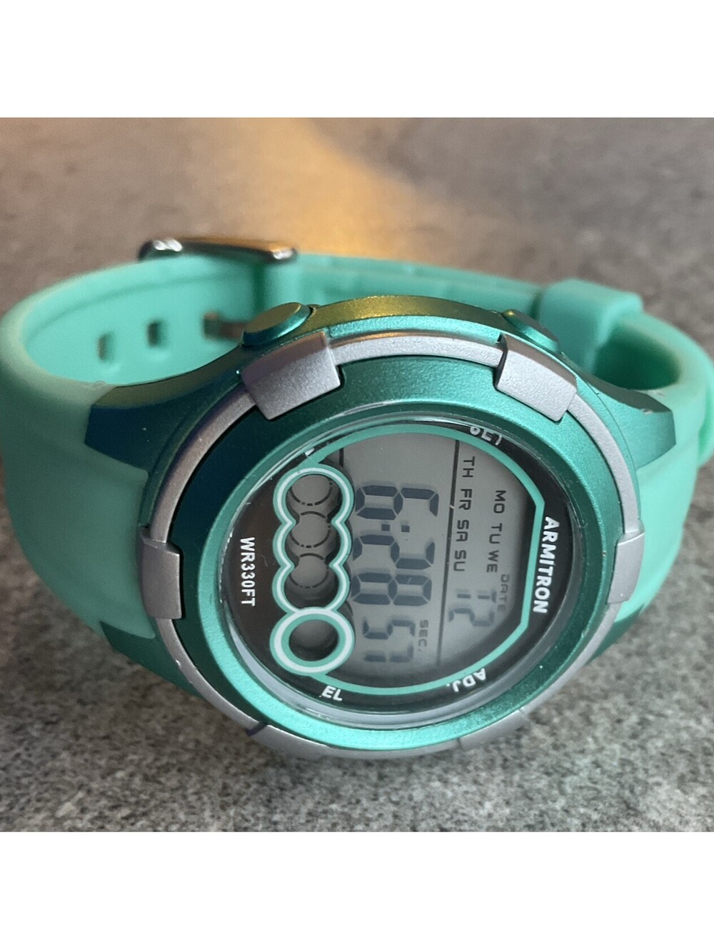Armitron Pro Sport 45/7053 Blue Acrylic Case Quartz Digital Women's Watch B-S